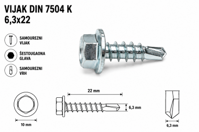VIJAK DIN 7504 K 6,3x22